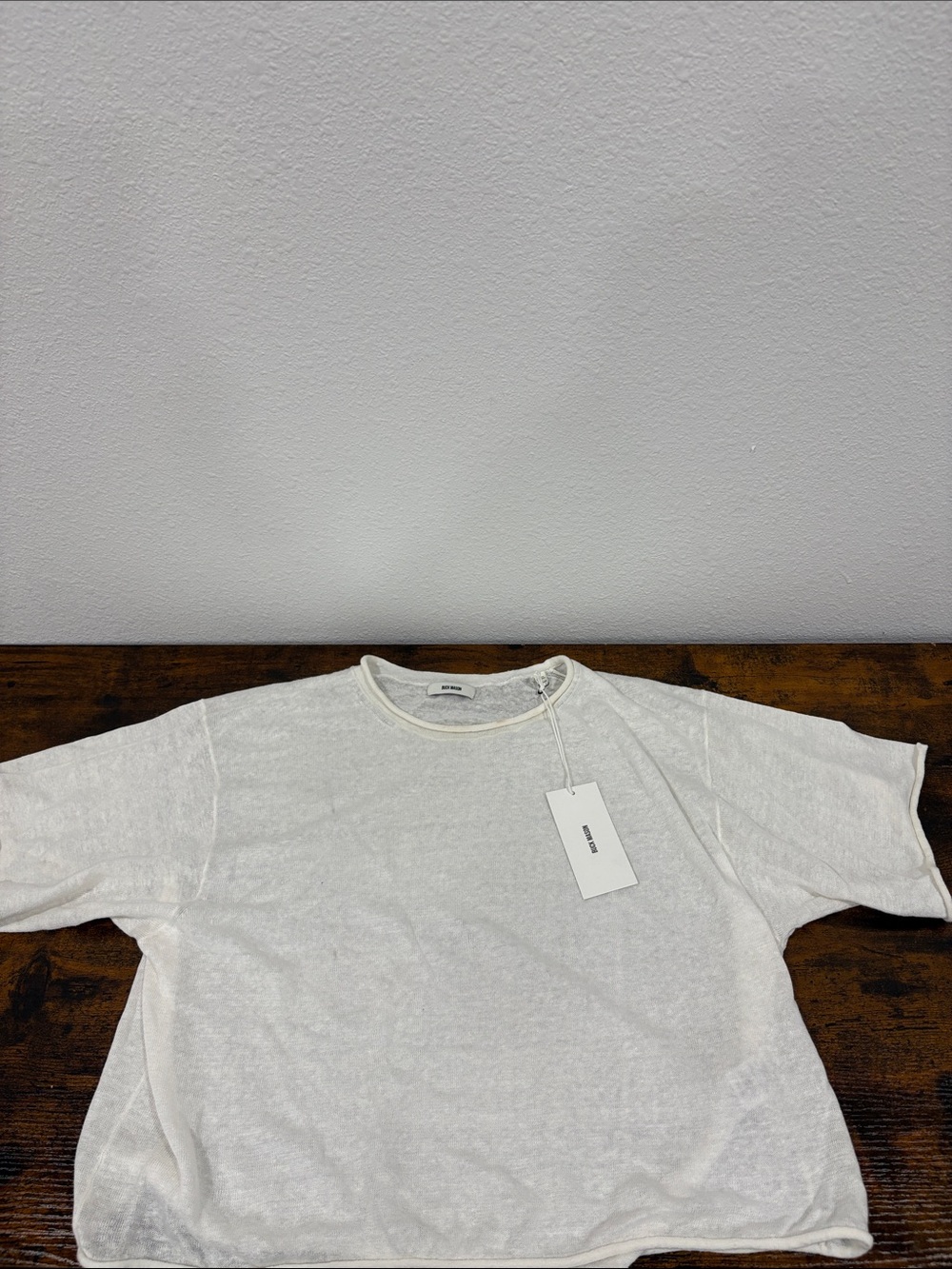 Buck Mason Women’s Lighthouse Linen Roll Neck Natural Tee Retail $128